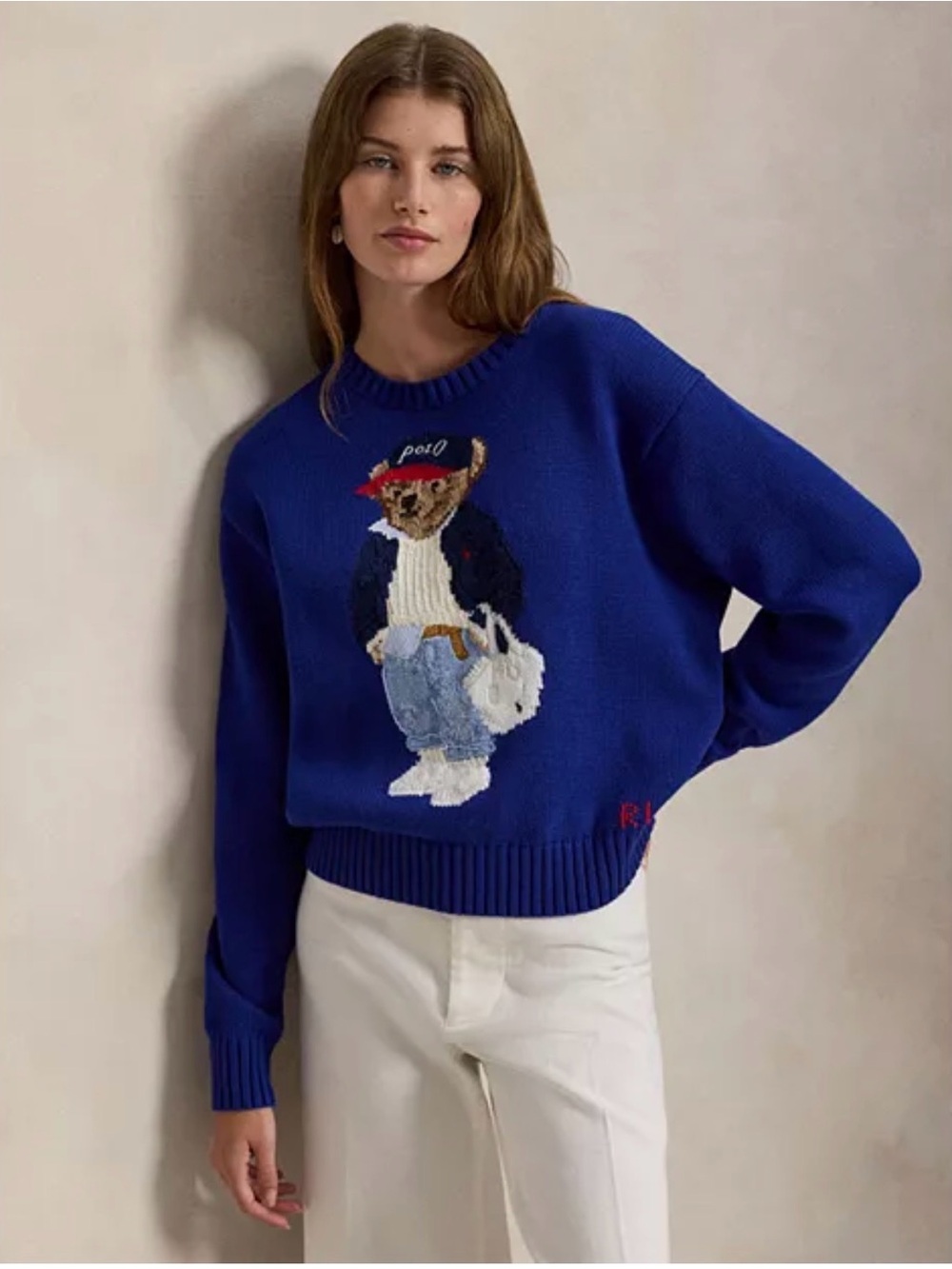 NWT Ralph Lauren Blue Polo Bear Knit Sweater